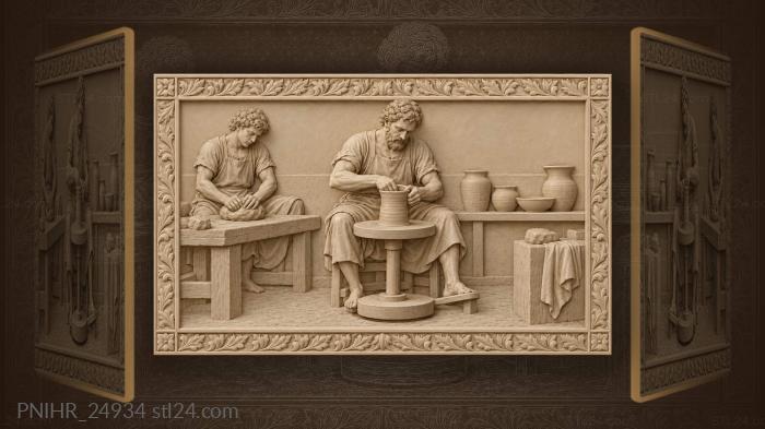 Potter raising a cylinder on the wheel 3d STL model