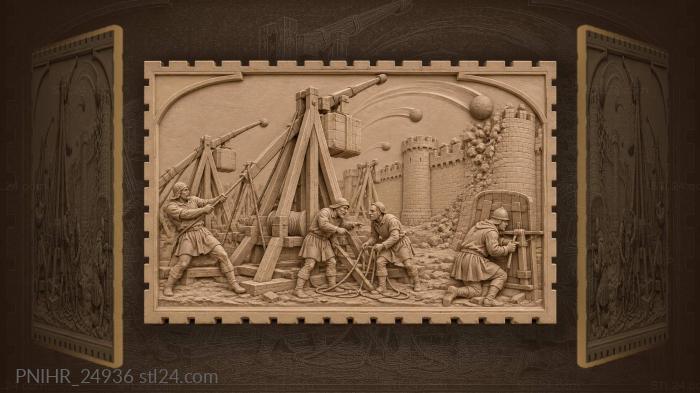 Siege engines attack castle walls 3d STL model