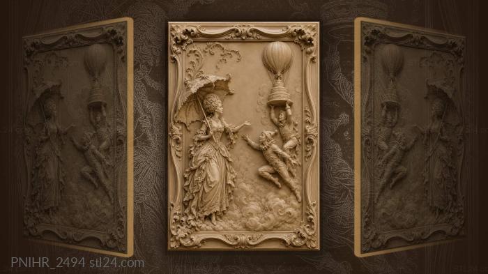 Umbrella and acrobats with a balloon cake 3d STL model