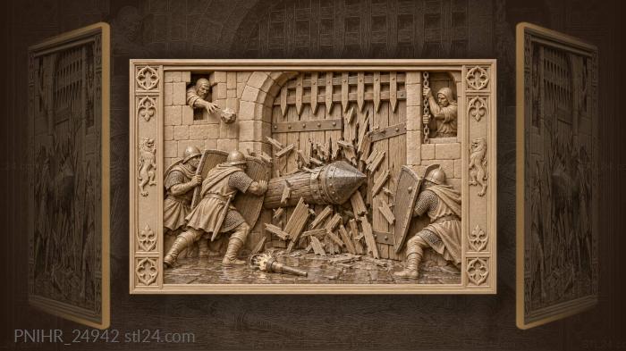 Castle gate under fierce attack 3d STL model