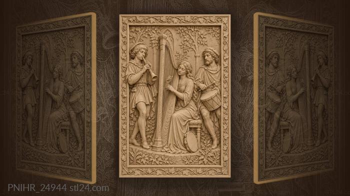 Harpist joins shawm and tabor ensemble 3d STL model
