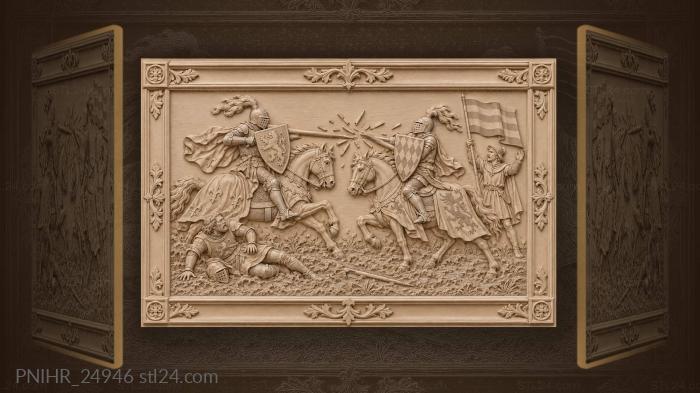 Knights duel fierce horseback combat 3d STL model