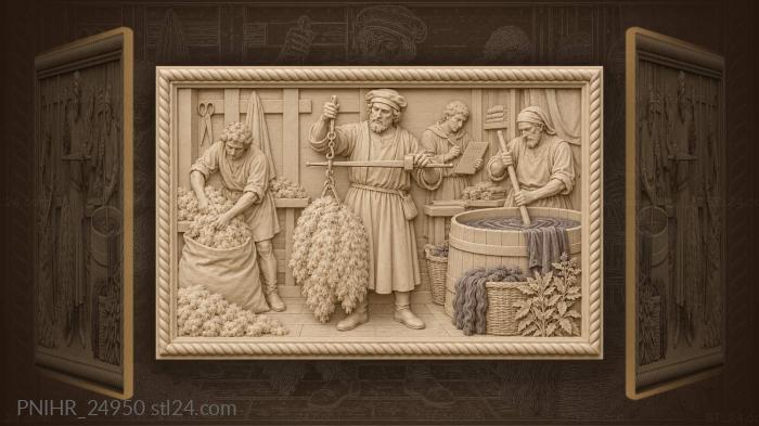 Wool weighing dyeing medieval trade 3d STL model