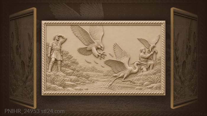 Falcon dive heron hunting scene 3d STL model