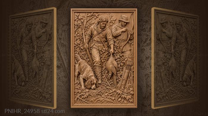 Autumn hunt with spaniel and archers 3d STL model