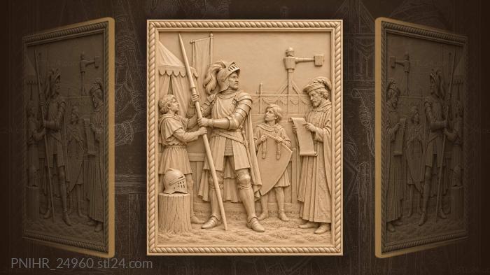 Knight receives lance before joust 3d STL model