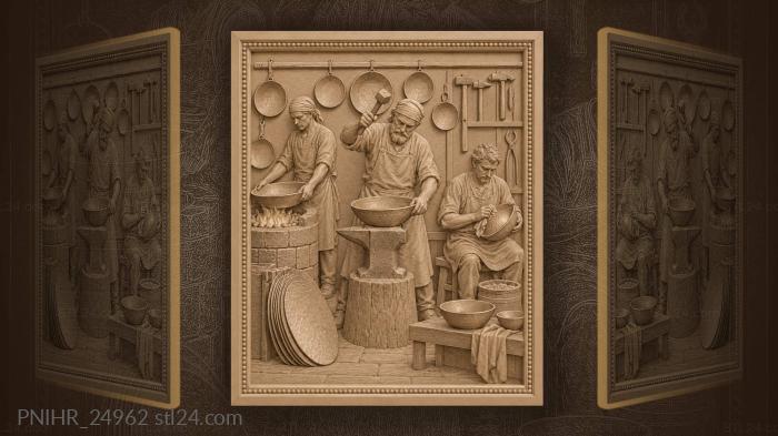 Coppersmith shapes basin with two helpers 3d STL model