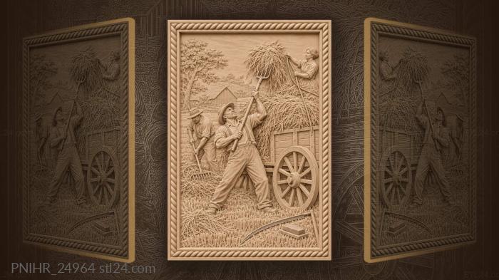 Pitching hay up onto the wagon 3d STL model