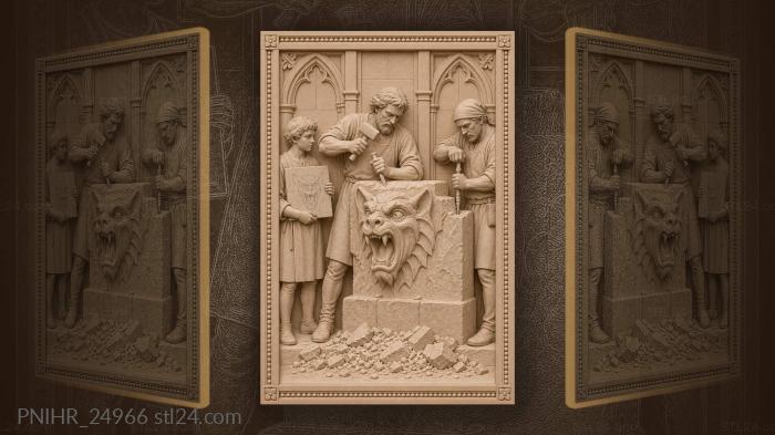 Stone carving workshop medieval masters 3d STL model