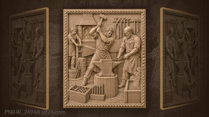 Striker swinging sledge at chalk line 3d STL model