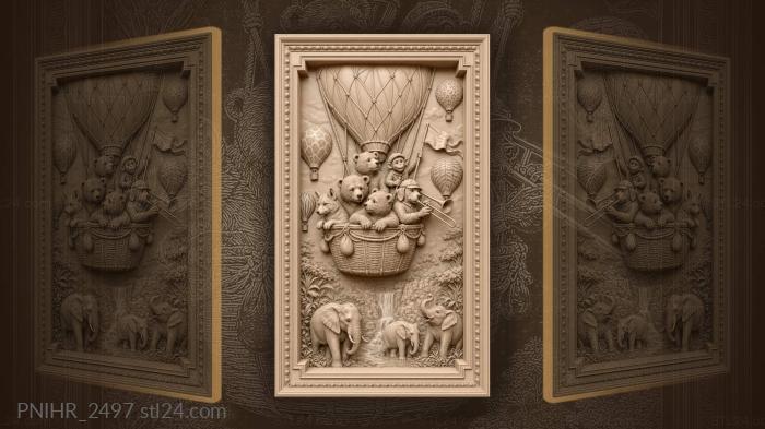 Animals fly in colorful balloons 3d STL model