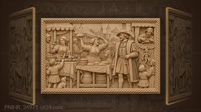 Fair scene with pie and puppets 3d STL model