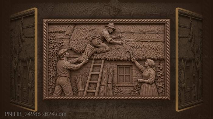 Thatching the roof old cottage life 3d STL model