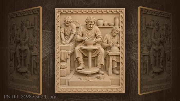 Assistant pugging clay in the trough 3d STL model