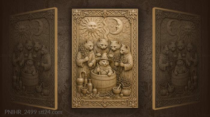 Cats brewing herbal moonshine magic 3d STL model
