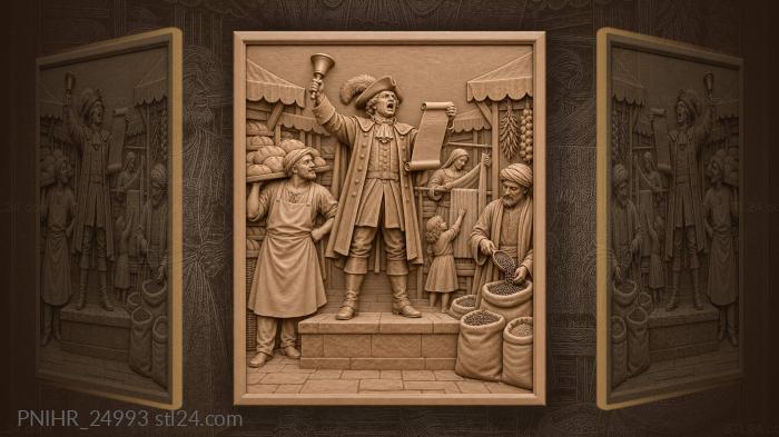 Town crier market announcement bustle 3d STL model