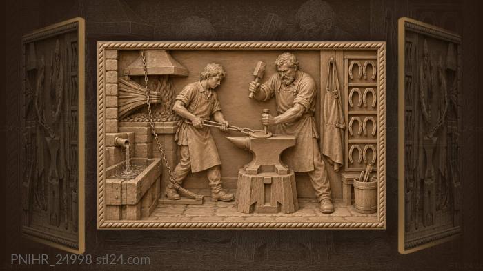Punching nail holes in a hot horseshoe 3d STL model