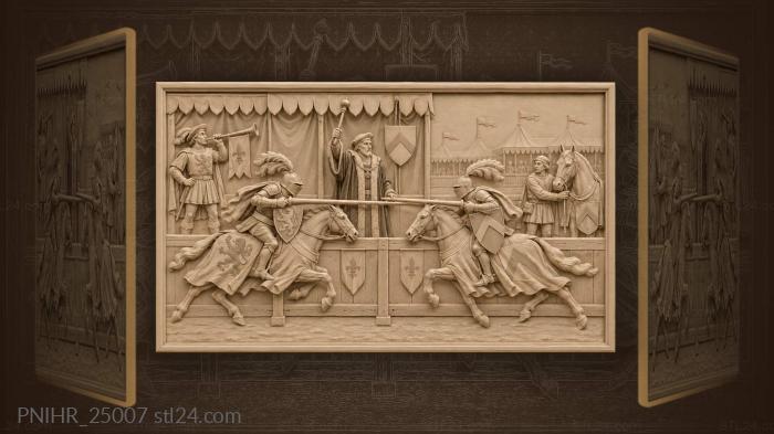 Tournament judge knights trumpeter horses heraldry 3d STL model