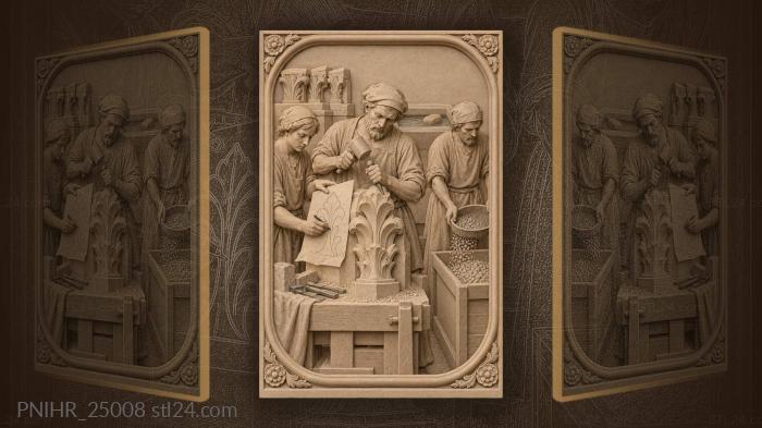 Stone carver’s floral workshop scene 3d STL model