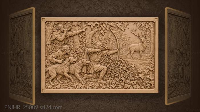 Wolfhounds held back while the archer aims 3d STL model
