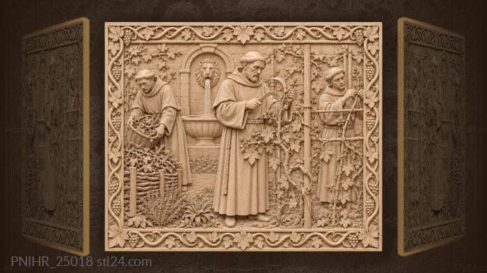 Abbey garden grapevine pruning scene 3d STL model