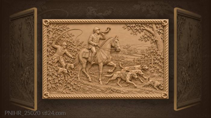 Mounted huntsman calling in the pack 3d STL model
