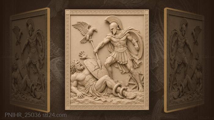 Ares vanquishes fallen giant with eagle 3d STL model