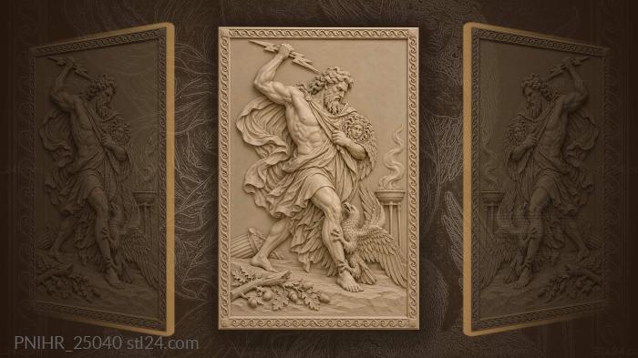 Zeus with lightning and soaring eagle 3d STL model