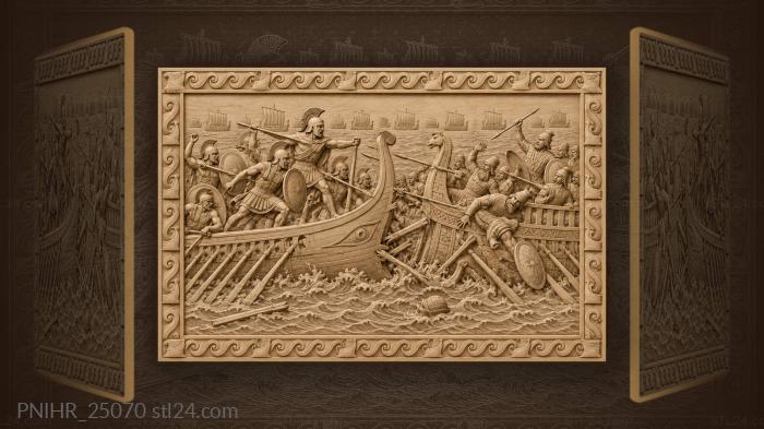Greek trireme ramming a persian vessel 3d STL model