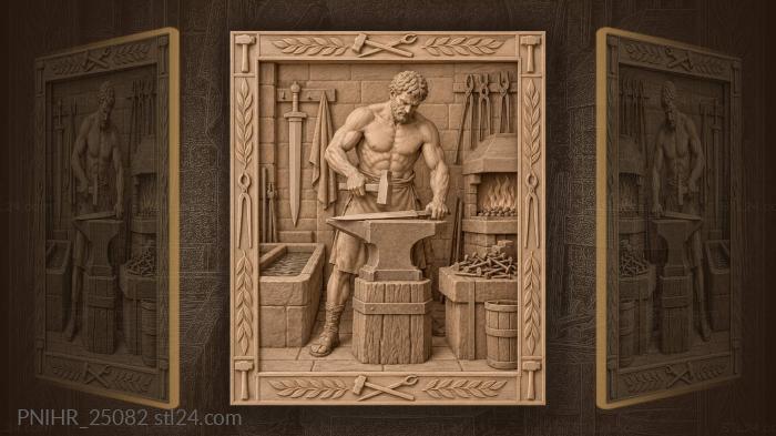 Smith shapes a short sword on anvil 3d STL model