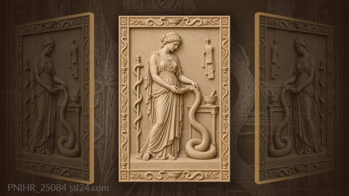 Hygieia with serpent and healing tools 3d STL model