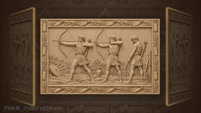 Ancient greek archers training scene 3d STL model