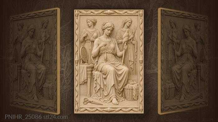 Three fates weaving destiny together 3d STL model