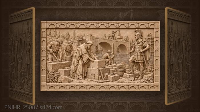 Roman bridge building ancient ceremony 3d STL model