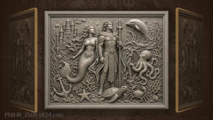 Underwater fairytale with mermaid and prince 3d STL model