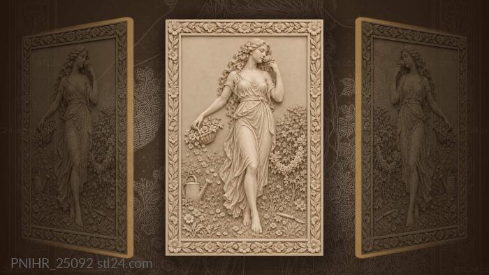 Spring goddess scattering flower petals 3d STL model