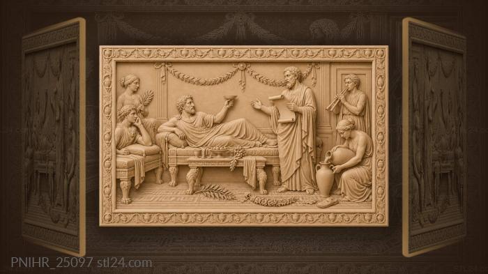Roman feast with poet and music 3d STL model