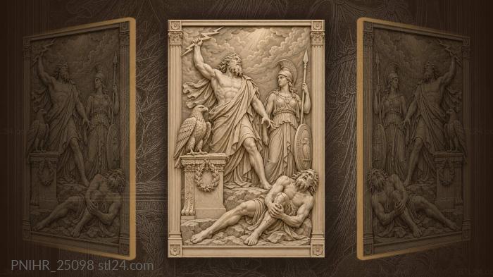 Zeus and athena against storm 3d STL model