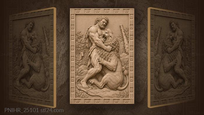 Deer watching hercules grapple the lion 3d STL model