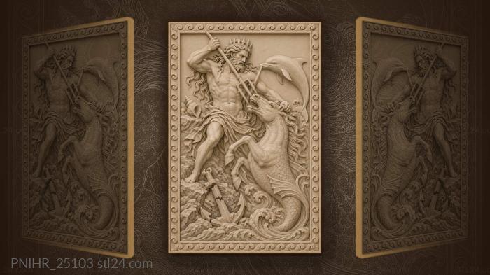 Poseidon and the hippocampus battle 3d STL model