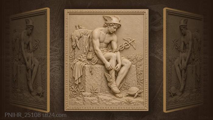 Hermes resting with tortoise and hare 3d STL model