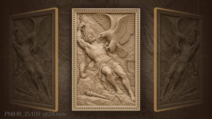 Prometheus grips his chain as eagle dives 3d STL model