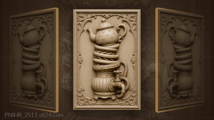 Stacked teaware whimsical spiral composition 3d STL model