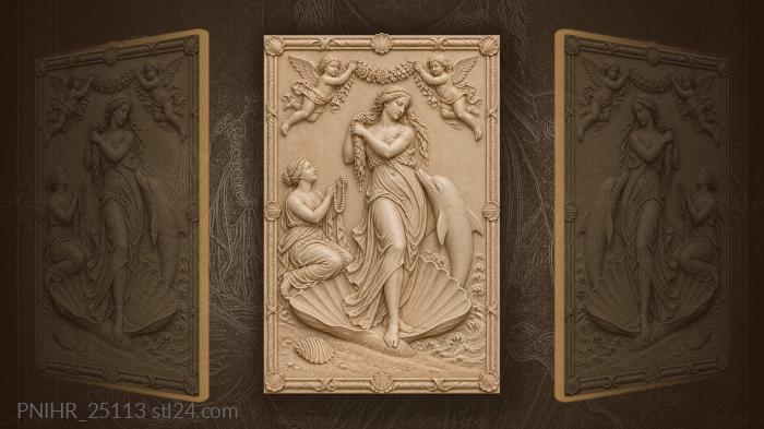 Venus rising with dolphin and nymph 3d STL model