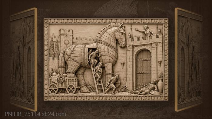 Trojan horse city gates siege 3d STL model