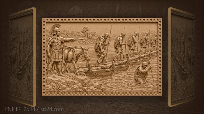 Roman legion crossing the river 3d STL model