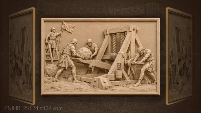 Catapult loading preparing for battle 3d STL model