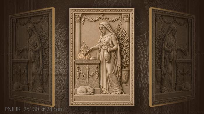 Vestal virgin and sacred temple fire 3d STL model
