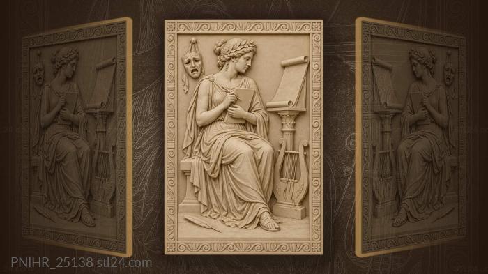 Calliope writing with broken lyre 3d STL model