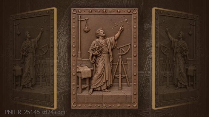 Astronomer with sphere and stars 3d STL model